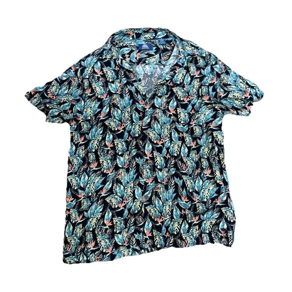 Havana Jim Men's M Hawaiian Floral Rayon Short Sleeve Button-Up Tropical Shirt